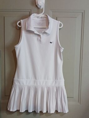 Vineyard Vines White Sleeveless Pleated Polo Dress